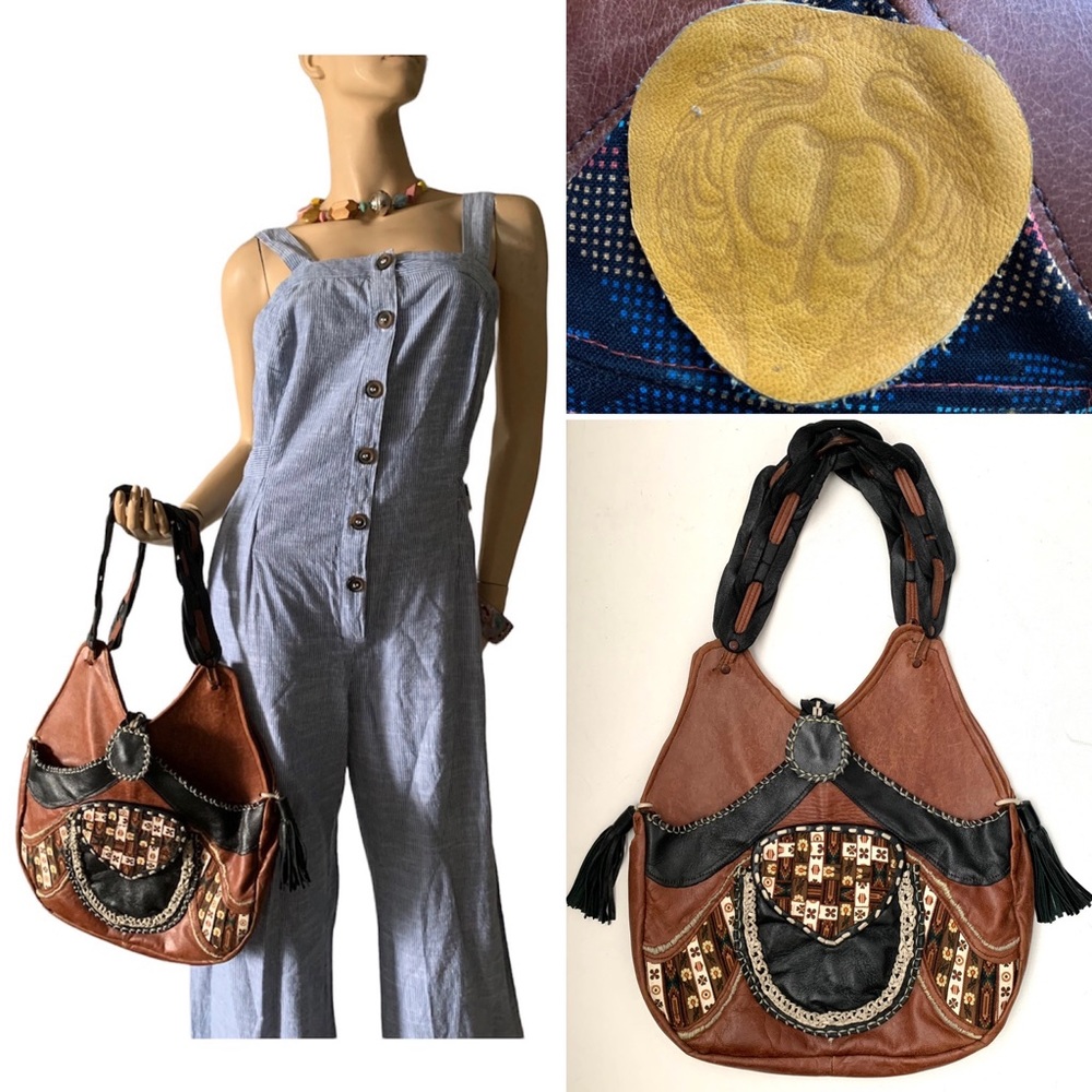 Beautiful Handmade Soft Leather Hobo Boho Hippie Shoulder Handbag ~ Brown Black